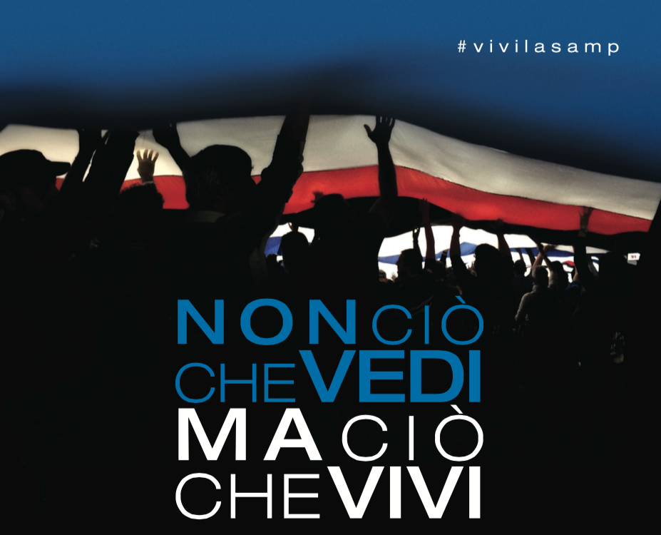 sampdoria's tweet photo. Non ciò che vedi ma ciò che vivi. #vivilasamp. Campagna abbonamenti @SerieA_TIM 2015/16. http://t.co/4ZCzeNBWRs http://t.co/jK0WgqAJHQ