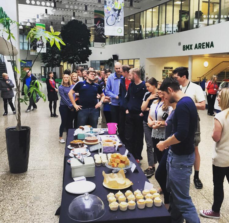 BecksNorth's tweet photo. Bake sale going well at 10.30am! @BritishCycling not much cake left but more to come at lunch time 🎂😍 #cancercanwait http://t.co/SeeaRqs8sM