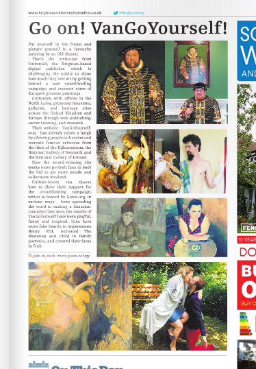 VanGoYourself's tweet photo. Thanks to @BrightonIndy for lovely story today about our crowdfunder http://t.co/8aMotjaP1T #VanGoForIt #AllezCulture http://t.co/rYpjUx2eeS