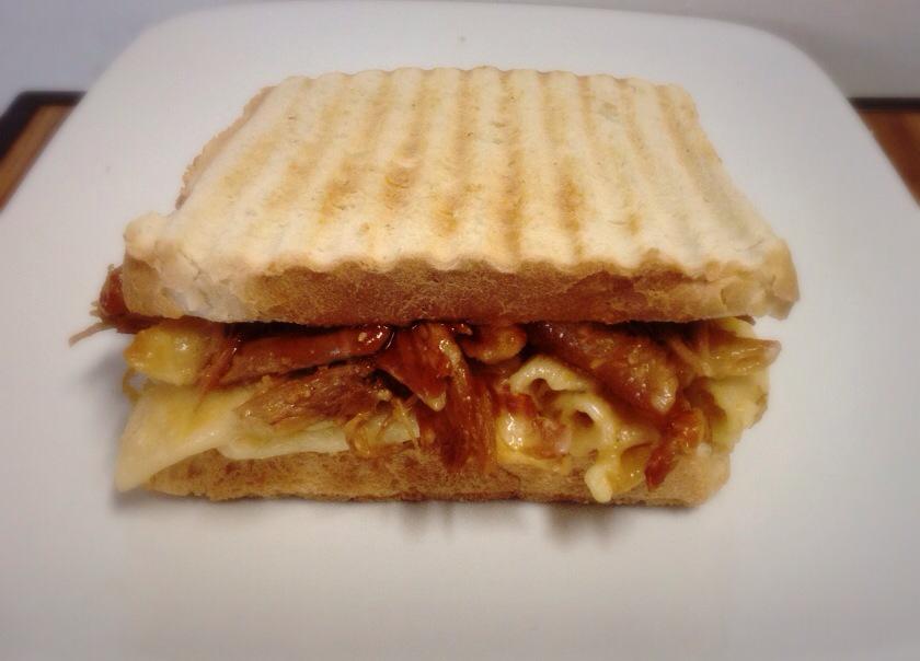 Pure filth! BBQ pulled pork &amp; Mac'n'cheese toastie... Also selling them separately! #lunch #naughty #treatyourself