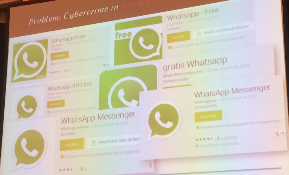 chemaalonso's tweet photo. “@MirekMaj: @chemaalonso at #firstcon15 is asking which one #WhatsApp is real http://t.co/a47DqMLvgn” bottom right!! }:)