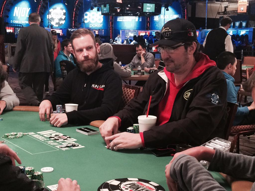 Donnie_Peters's tweet photo. First @TheScottyNguyen, now @phil_hellmuth joins @RemkoMedia at the table. #BraceletsGalore #PrinceAndBrat http://t.co/B6v4nKZ4oj
