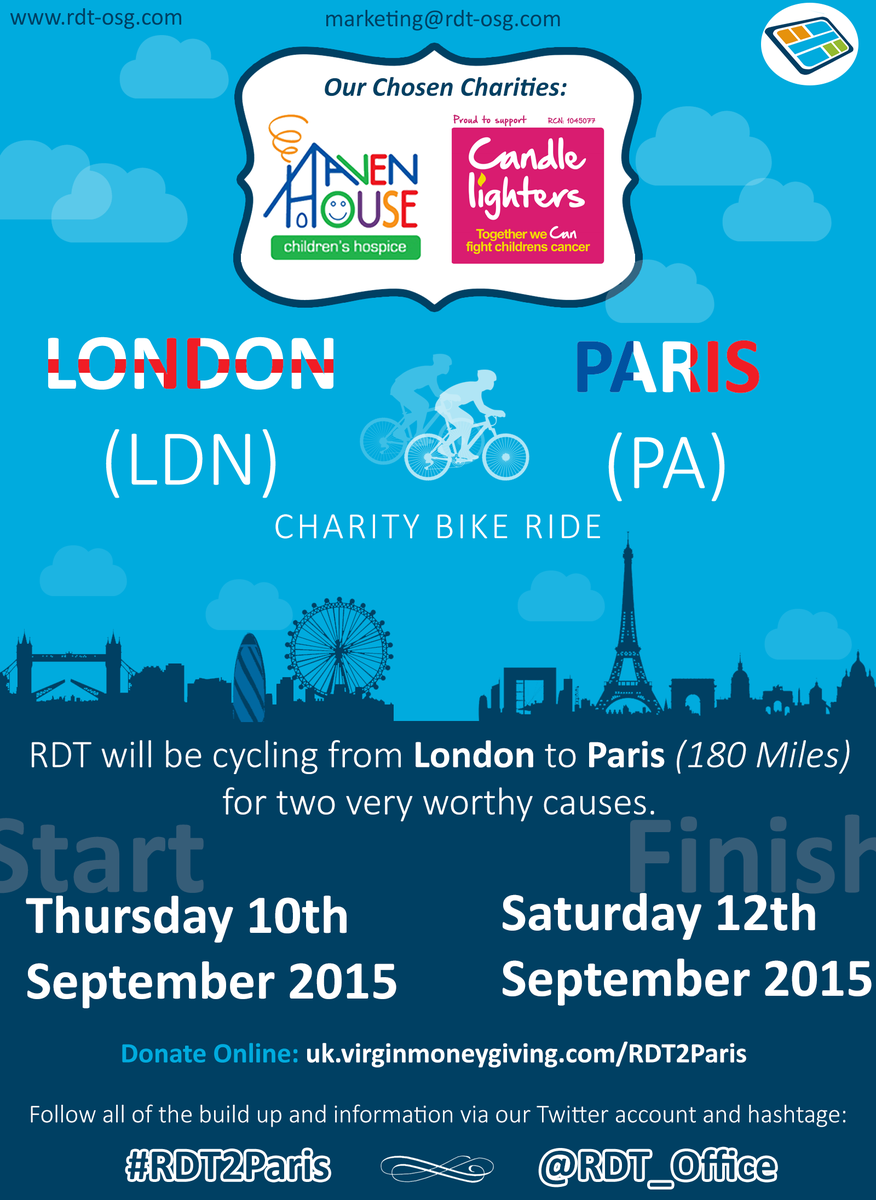 RDT_Office's tweet photo. Cycling from #London to #Paris raising money for @HavenHouseCH &amp; @CandlelightersT: http://t.co/tIfXd7WWwI  #RDT2Paris http://t.co/5tcUfI1al4
