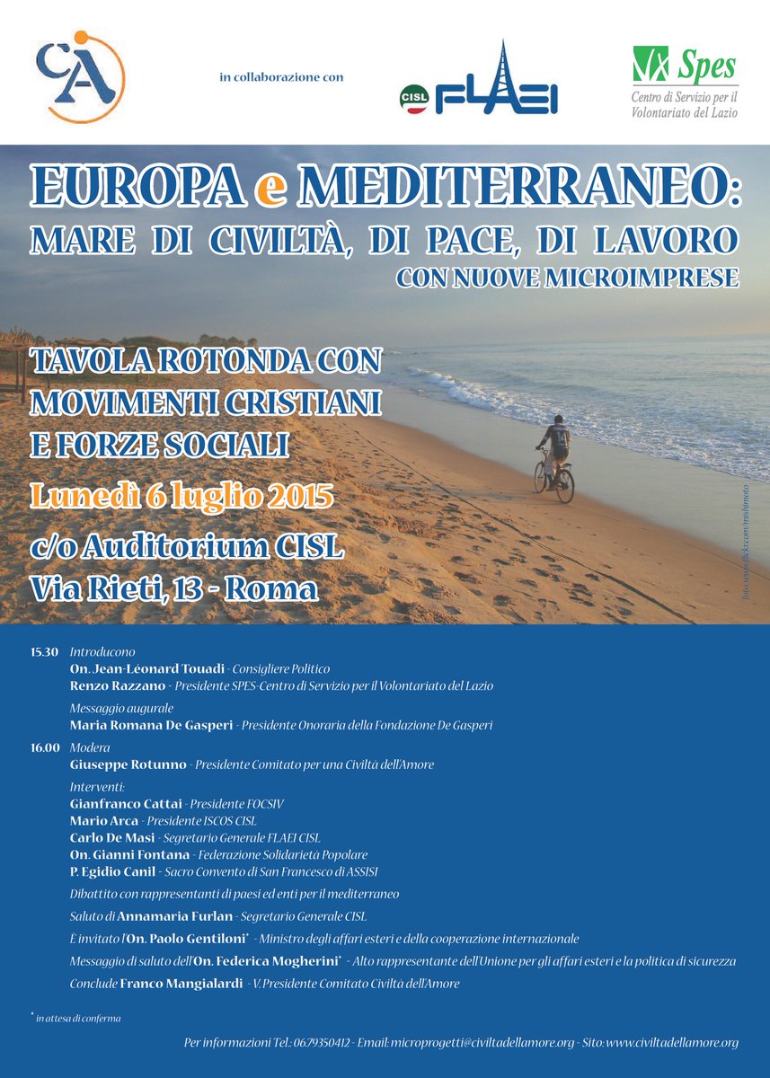 Tavola Rotonda proposta dal <a href="/CivdellAmore/">Civiltà dell'Amore</a>  - 6 Luglio 2015 -
Una nuova proposta per un  sviluppo "bi-locale" .