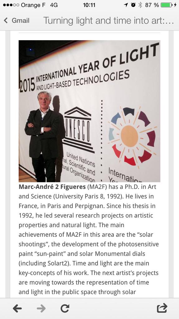 solart2_ma2f's tweet photo. Article sur @Ma2f2 et #solart2 dans le blog officiel @IYL2015 aujourd'hui !!! #cadransolaire #Lumiere2015 #unesco http://t.co/2VJ8YDq0og