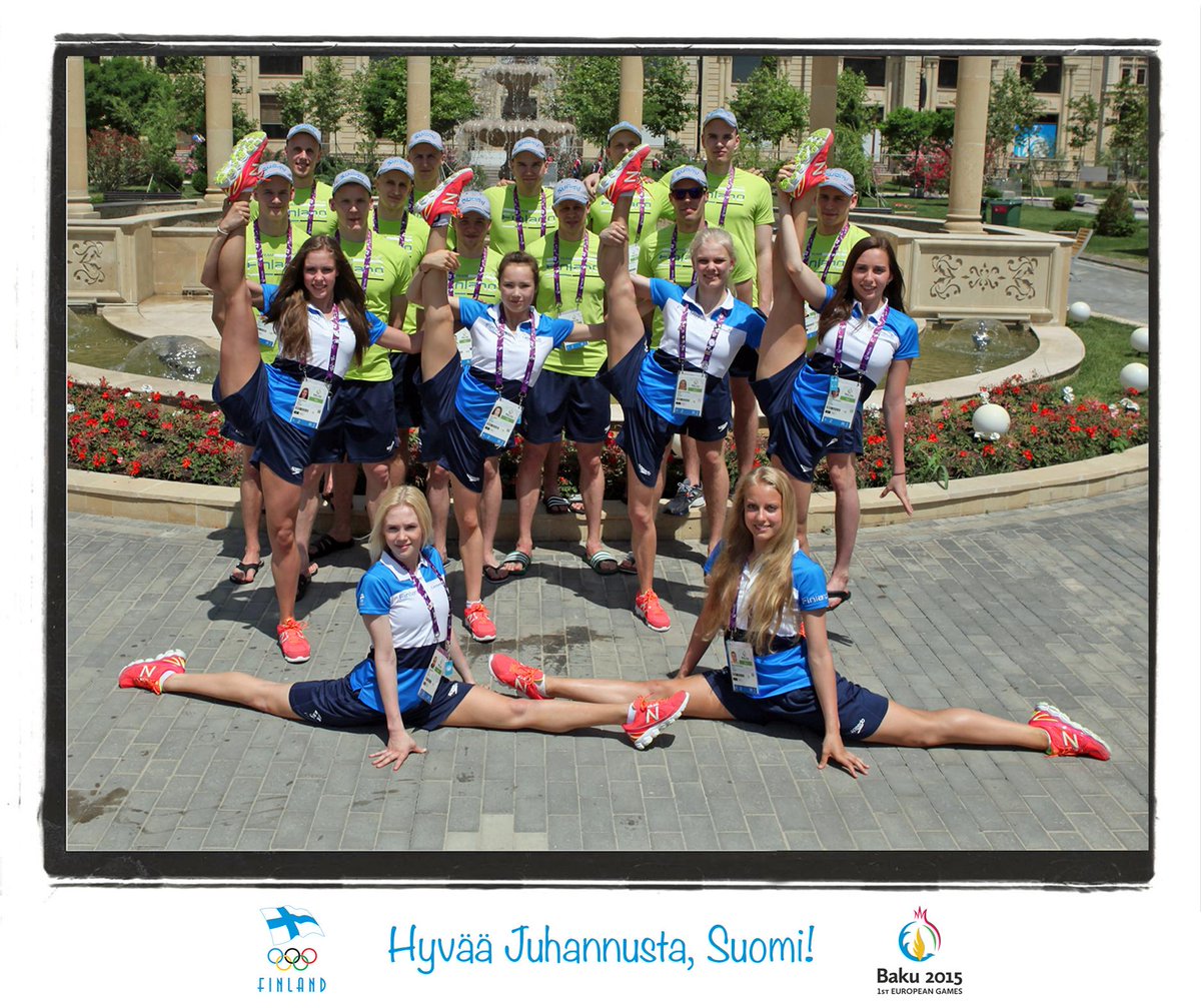 Suomen joukkueen juhannustervehdys Euroopan Kisoista Bakusta. #baku2015fi