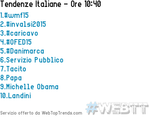 webtoptrends's tweet photo. In Italia #OFED15 è entrato nei Top Trends occupando la posizione #4 [10:40] http://t.co/DNieEUTq5Q