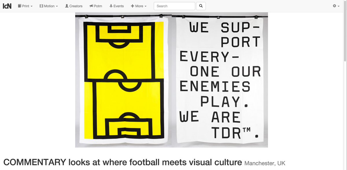 Commentary_Proj's tweet photo. Thanks to @idnworld for featuring Commentary β½ππ₯ http://t.co/hAjZOlK48i #football #design #commentaryproject http://t.co/CIr0HaN5eY