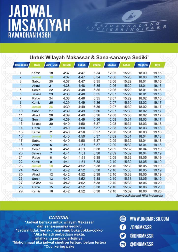 Awas memangko masih buka cokko-cokko!

Ini Jadwal Imsakiyah untuk wilayah Makassar dan sana-sananya sedikit

Save!