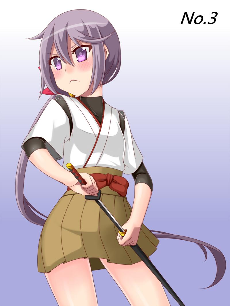 akebono (kancolle) 1girl cosplay solo weapon sword long hair flower  illustration images