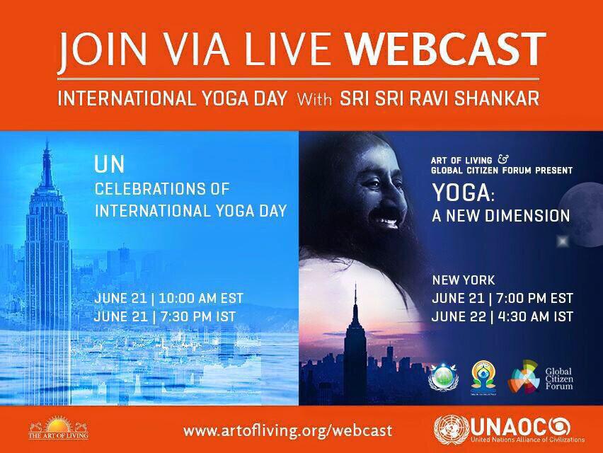 ArtofLiving's tweet photo. #InternationalDayOfYoga with @SriSri Join via live webcast  #ArtofLiving #YogaNewDimension http://t.co/52u98ZHGPH http://t.co/1fxc1jJ4Lv