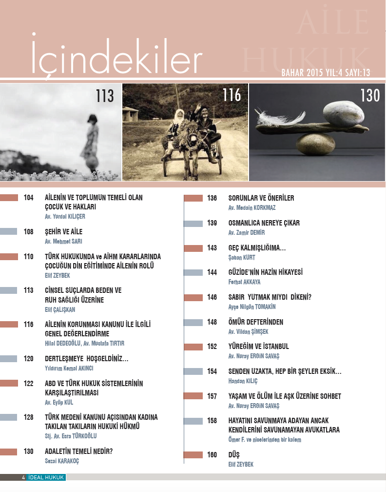 İDEAL HUKUK DERGİSİ (@idealhukuk) on Twitter photo İdeal Hukuk Dergisi "Aile ve Hukuk" konulu 13.sayı içindekiler bölümü İdeal Hukuk Dergisi "Aile ve Hukuk" konulu 13.sayı içindekiler bölümü