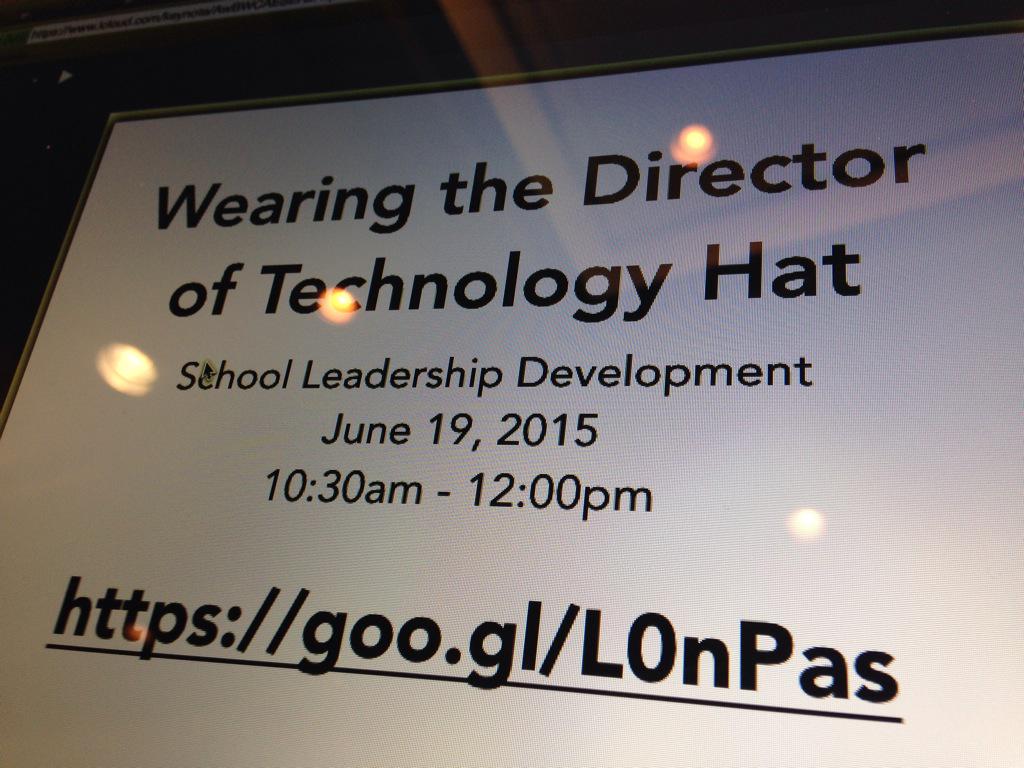 kevcreutz's tweet photo. Just beginning the session "Wearing the Director of Technology Hat" with @mattbergholt #SLED16 #sledLCMS @sledLCMS http://t.co/o7qTB23Zkq