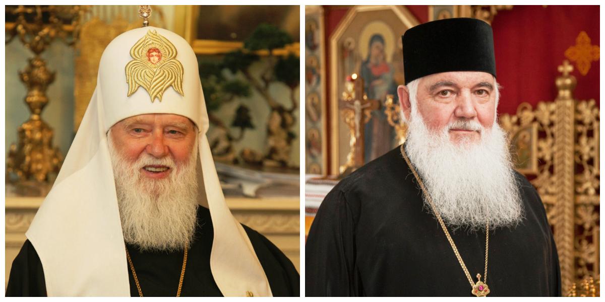 Patriarch Filaret of UOC-KP  (L) & Metropolitan Makariy of UAOC (R)