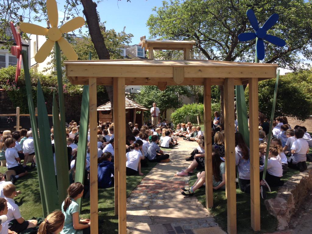 A beautiful day to have our celebration assembly in the new garden.
