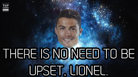 elecspo's tweet photo. There is now a CR7 galaxy and it has a message for Lionel Messi…. #CR7 #TCMockUp http://t.co/Zy4DNi1tnM
