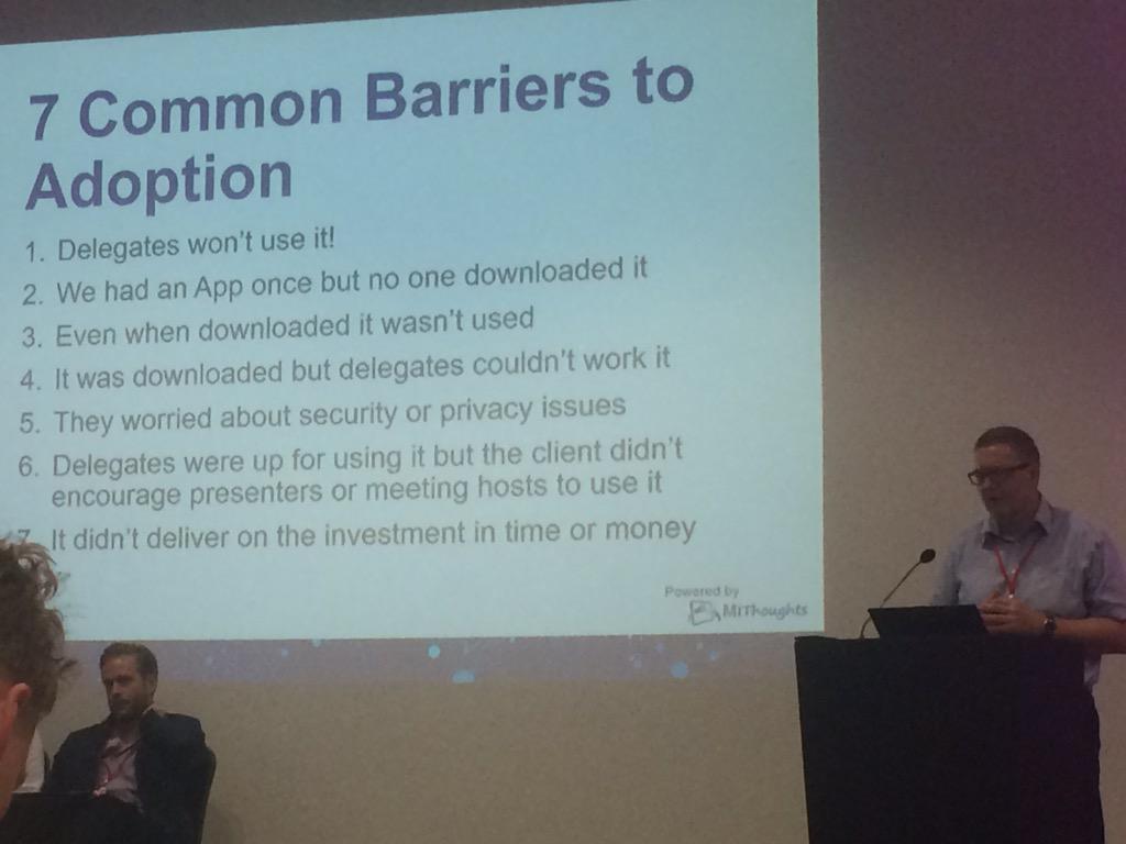 WeBlogEvents's tweet image. Leslie from @tech4events outlines top common barriers to #eventtech adoption #loveeventtech @GallusEvents #eventprofs