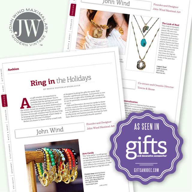 JohnWindJewelry's tweet photo. Fall trends in jewelry from #johnwind as seen in @GiftsandDecMag ! #armcandy #modernvintage #lookofreal #falltrends http://t.co/WpHt5efOXp