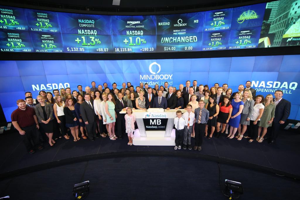 NasdaqExchange's tweet photo. .@mindbodyonline rings the @Nasdaq Opening Bell in celebration of their #IPO today! $MB #MyPathTo http://t.co/KlQRfbyaiU