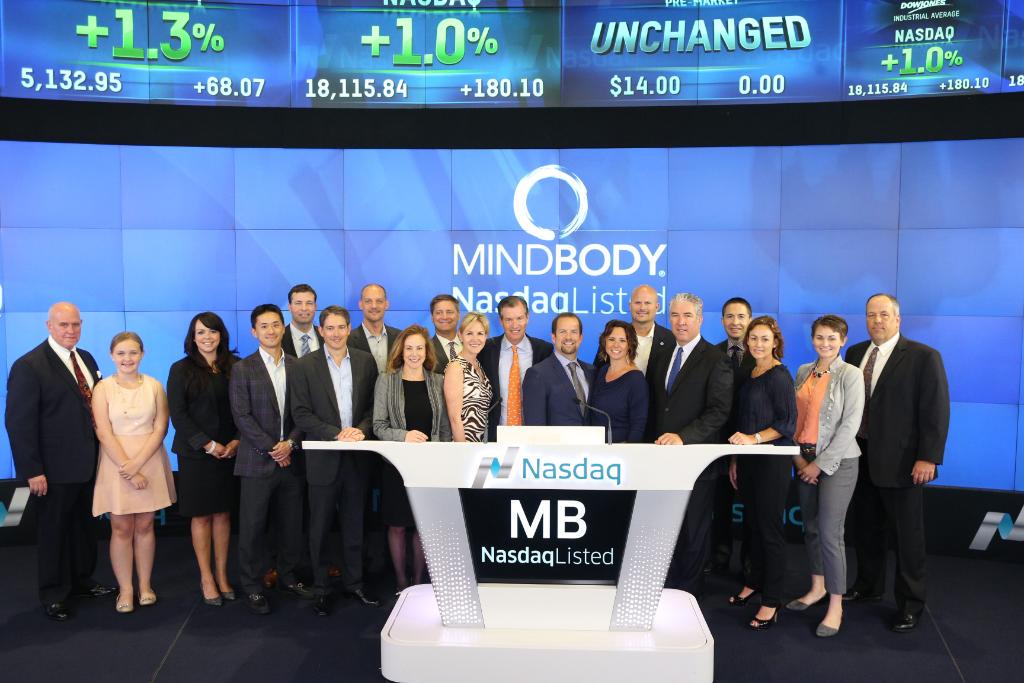 NasdaqExchange's tweet photo. .@mindbodyonline rings the @Nasdaq Opening Bell in celebration of their #IPO today! $MB #MyPathTo http://t.co/KlQRfbyaiU