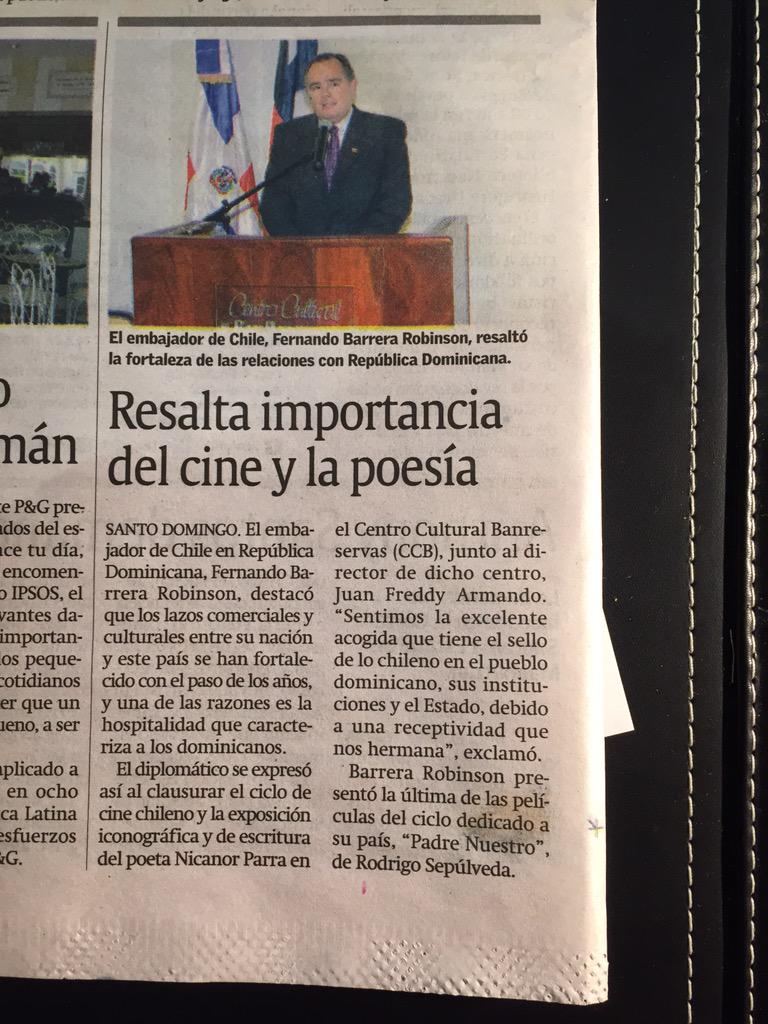 fbarrerarob's tweet photo. Presencia cultural de Chile en República Dominicana!! http://t.co/q9eYwv05mY
