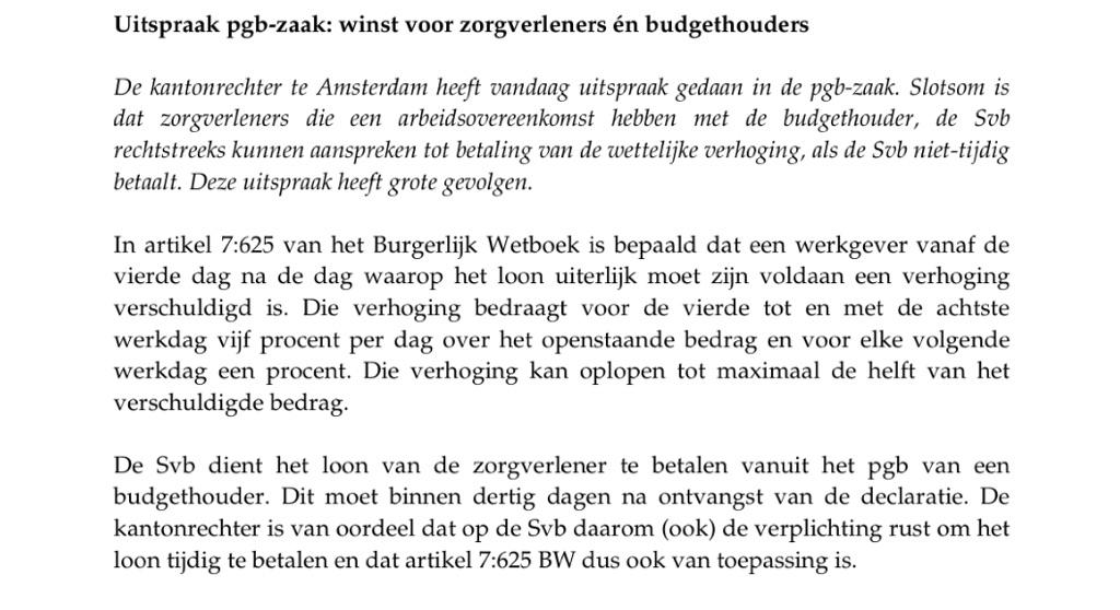 Rechter: Art 7:625 BW geldt ook voor SVB. Zorgverleners kunnen direct #SVB aanspreken voor loon incl wett. verhoging.
