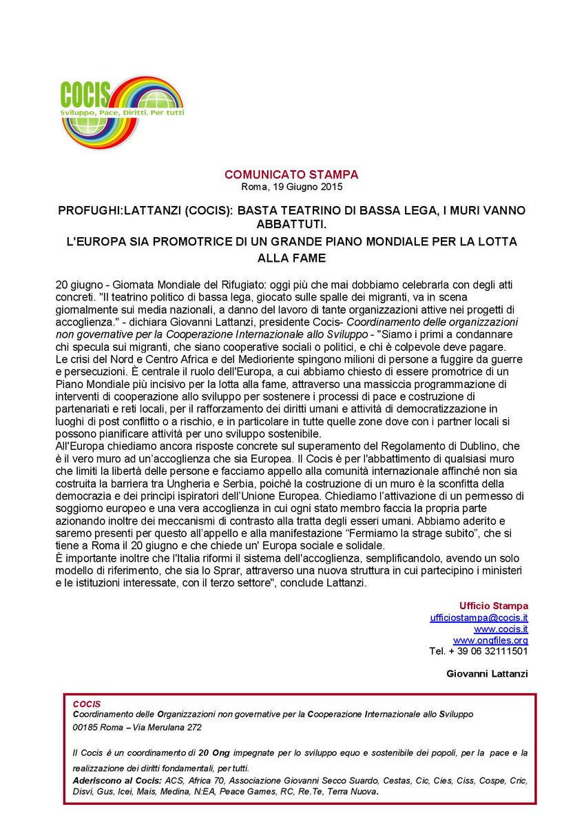 CS-PROFUGHI:LATTANZI:BASTA TEATRINO DI BASSA LEGA,I MURI VANNO ABBATTUTI <a href="/giolattanzi/">Giovanni Lattanzi</a>  <a href="/GMalavolti/">giulia malavolti</a> <a href="/AOIcooperazione/">AOI</a>