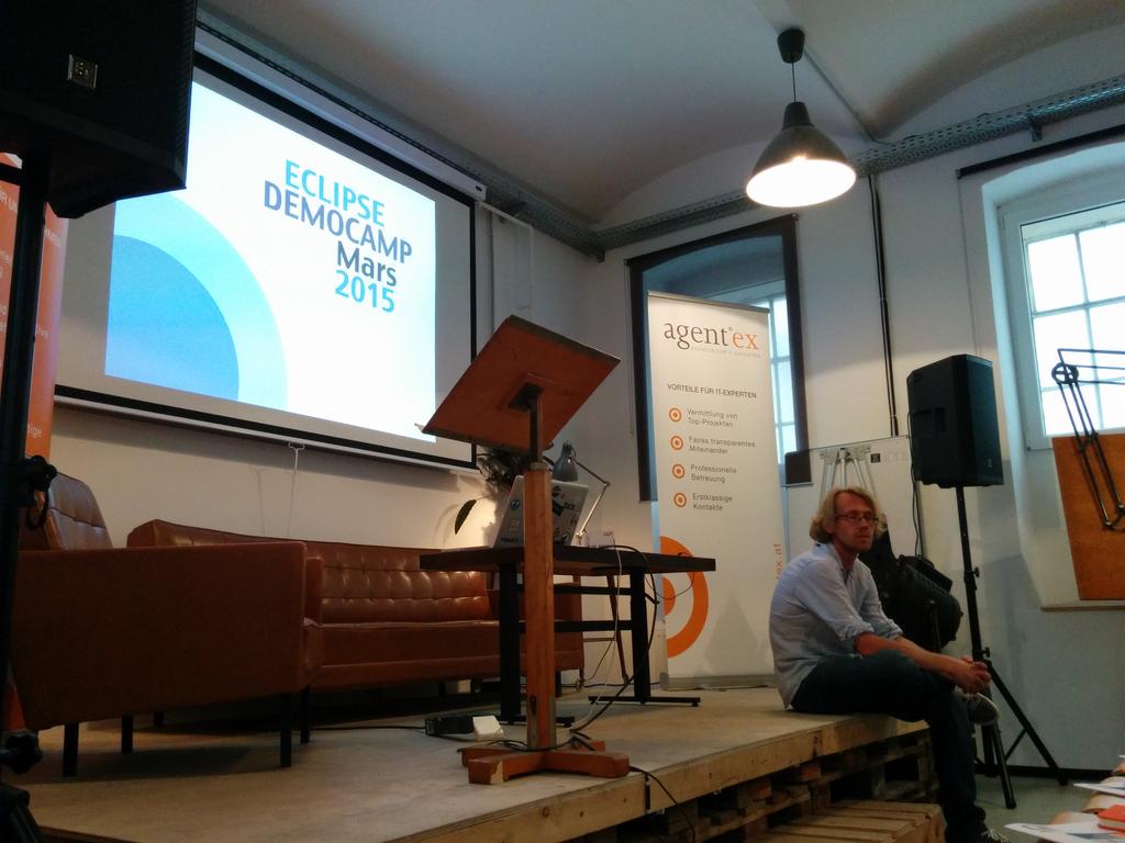 kartben's tweet photo. .@edcvienna is about to get started! Looots of cool demos in the agenda. Looking forward to it! #eclipse #democamp http://t.co/s9dO7WEv0b