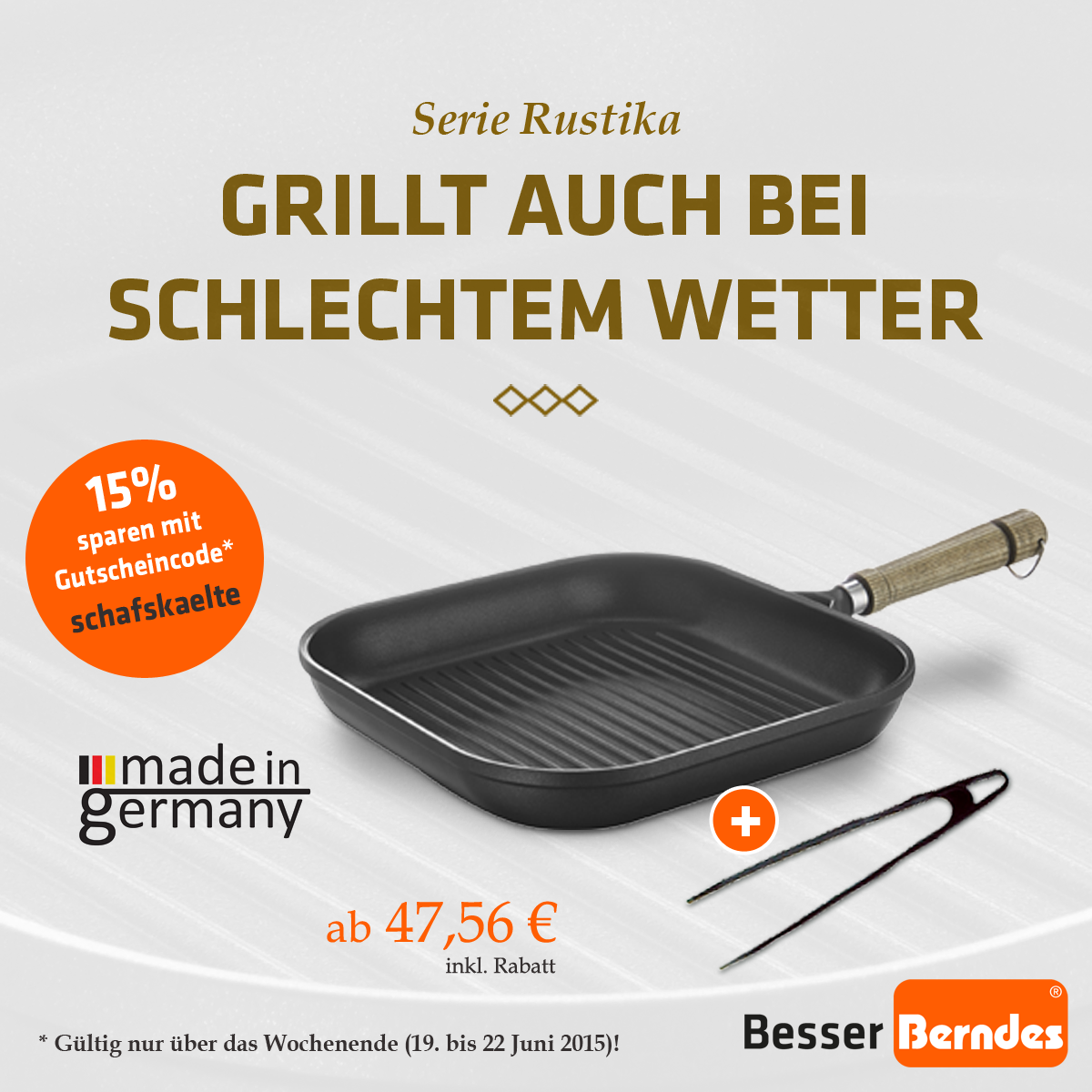 BerndesDe's tweet image. Die grillt auch bei schlechtem Wetter! Jetzt 15% Rabatt sichern auf das Kochgeschirr #RUSTIKA  ow.ly/Oxby3