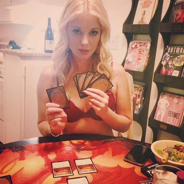 #flashbackfriday loved teaching this beauty to play #mtg @charlottestokely #blonde #tabletop #geekgirl