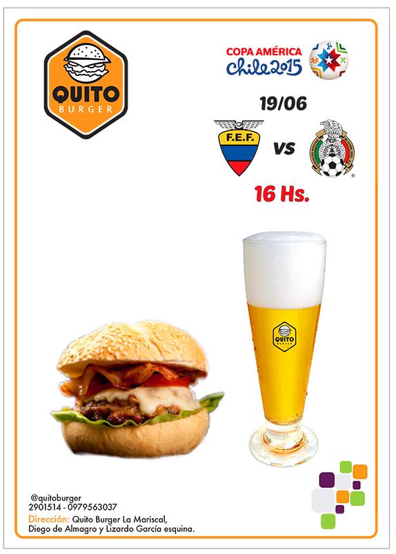 QuitoBurger's tweet photo. Apoya a tu equipo junto a nosotros. Te Esperamos!!! #ecuadoryatienesuhamburguesa #CopaAmericaChile2015 http://t.co/WPCl0ZcapJ