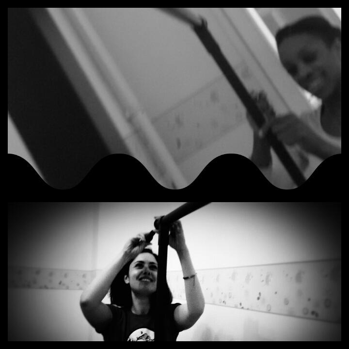 NinnaZivanovic's tweet photo. This is how @MaruschkaG and I started the weekend:) clothing racket,table&amp;lamp-fixed #power2women #girlsarestrong :) http://t.co/2Jp3db8JDI