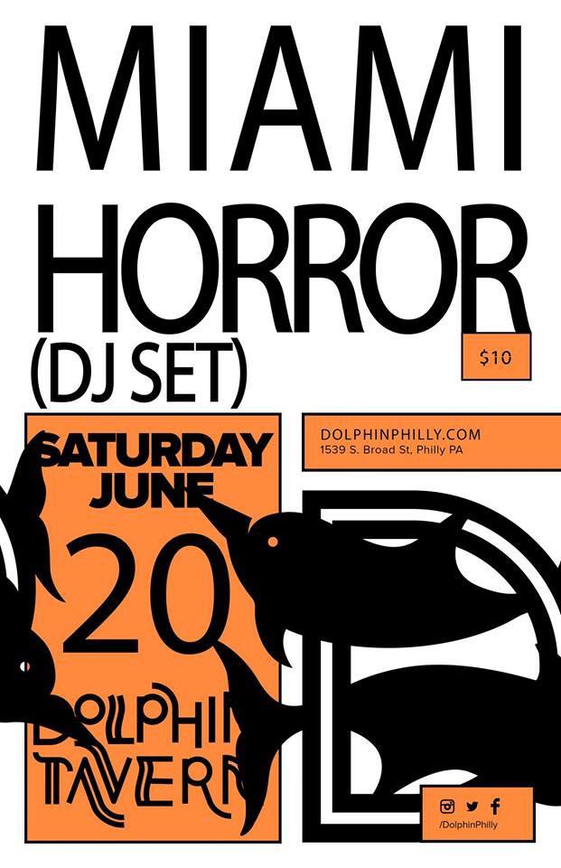 RiskyDisko's tweet photo. Tomorrow Nite ~ We return to @DolphinPhilly to provide the opening vibes for @Miami_Horror ~ 9pm-2am ~ $10/15 ~ http://t.co/j2YqTlWun3