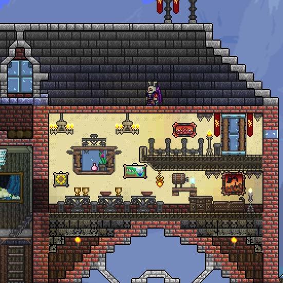 ট ইট র 兎菱 Terraria 相変わらず全体図見辛いので部分拡大をば 窓枠とミニ庭園がお気に入り テラリア Terraria Http T Co Y9oevfktnh