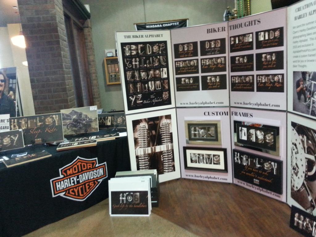bikeralphabet's tweet photo. set up at @CLARES_Niagara for Bike Night last night. http://t.co/ZA8TLAgrL3