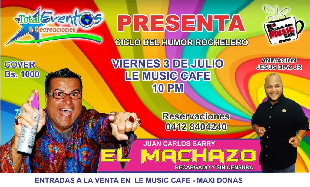 CnaComedyShow's tweet photo. Cumaná, el viernes 03/07 estaré junto a Juan Carlos Barry "El Machazo" en @LeMusicCafe. 10PM | Reserva: 04128404240 http://t.co/ZlSUIyKViA