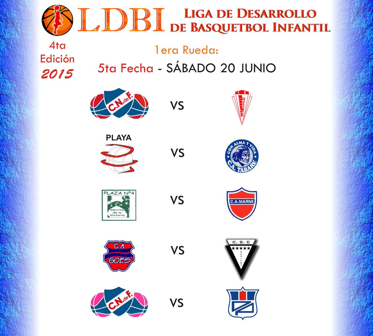 LIGA de DESARROLLO de BASQUETBOL INFANTIL 2015 
FECHA 5