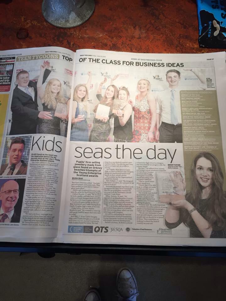 Very strange seeing ourselves the the Daily Record today, been an incredible last few days, thank you <a href="/YE_Scotland/">Young Enterprise Scotland</a> !