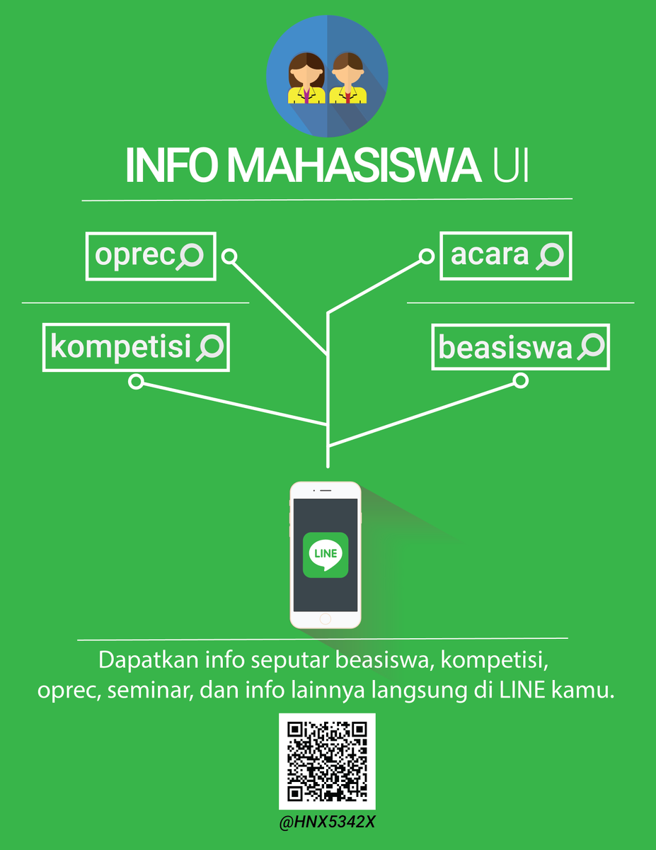 Mau info beasiswa, kompetisi &amp; info lainnya di LINE kamu? Add IM UI! LINE ID @HNX5342X / klik bit.ly/IM_UI
