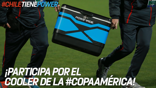 Powerade_cl's tweet photo. Recuerda, tuitea "Quiero el cooler oficial de la #CopaAmérica en #CHI VS #BOL #ChileTienePOWER" ¡y participa por uno! http://t.co/q3OIMctd4w