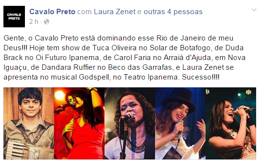 cavalopretomus's tweet photo. Cavalo Preto não para!!! Confira a agenda movimentada desta sexta! #ElesSãoCavaloPreto http://t.co/HlY6Imwtqa