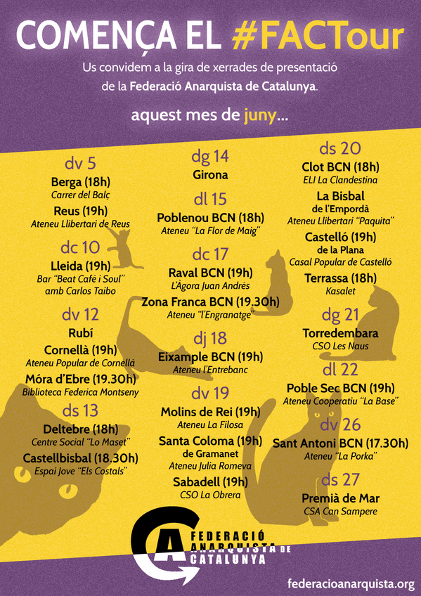 AteneuLaPorka's tweet photo. Divendres 26 de juny, a les 17.30h, presentació de la Federació Anarquista de Catalunya a la Porka! #FACTour http://t.co/SZT3wKrjN8