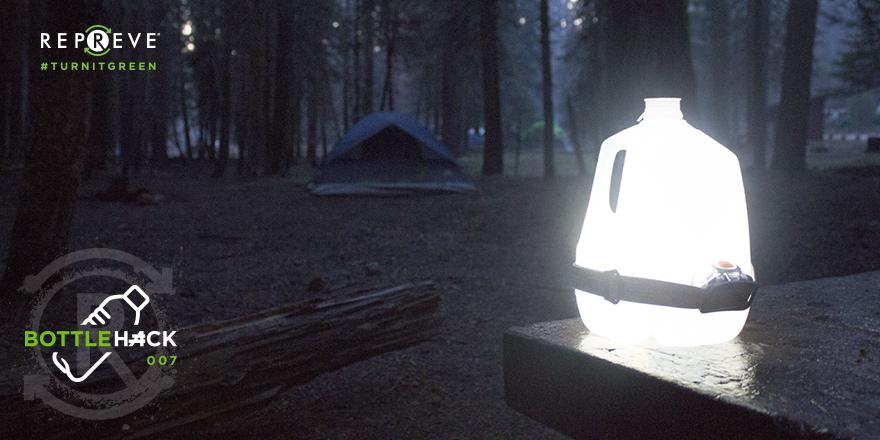 repreve's tweet photo. On your next camping trip, make a lantern w/ a plastic jug filled w/ water & a headlamp. #BottleHack #TurnItGreen http://t.co/OHLRFYPXjP