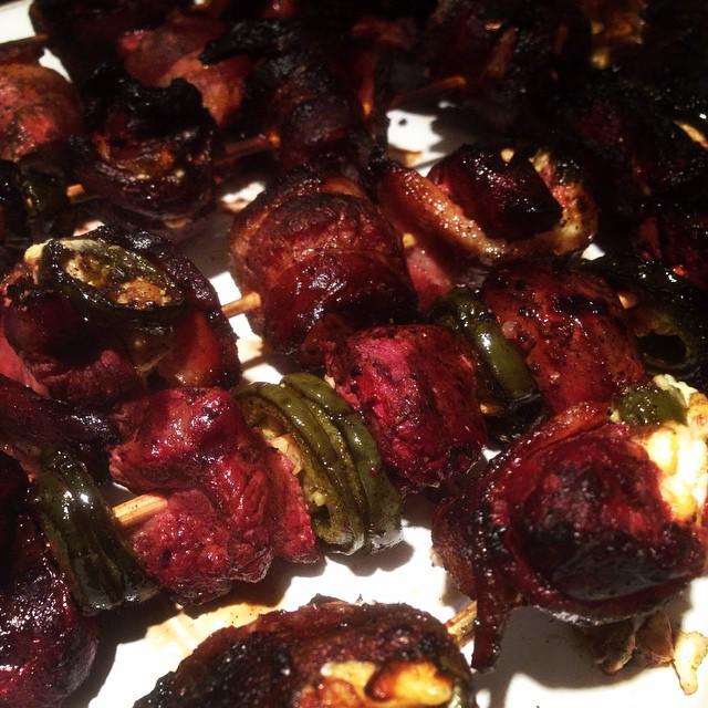 Wild duck kabobs! 
Marinate in Italian dressing + Worcester for 2 hours.
Wrap in bacon wit… ift.tt/1TBZxjo