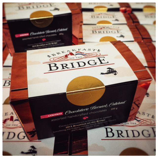 ChocBernCal's tweet photo. We're honoured share our chocolate with those at #BreakfastOnBridge @cmfrc tomorrow #yyc @CalgaryGeorge http://t.co/K0n4EfHdwf