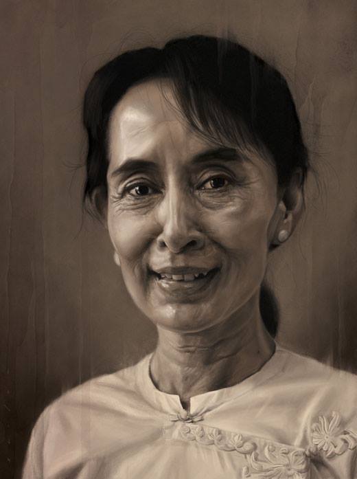 Happy Birthday, Aung San Suu Kyi, wise & strong lady of Burma! We always stand by you! Artist-Jason Seiler 
