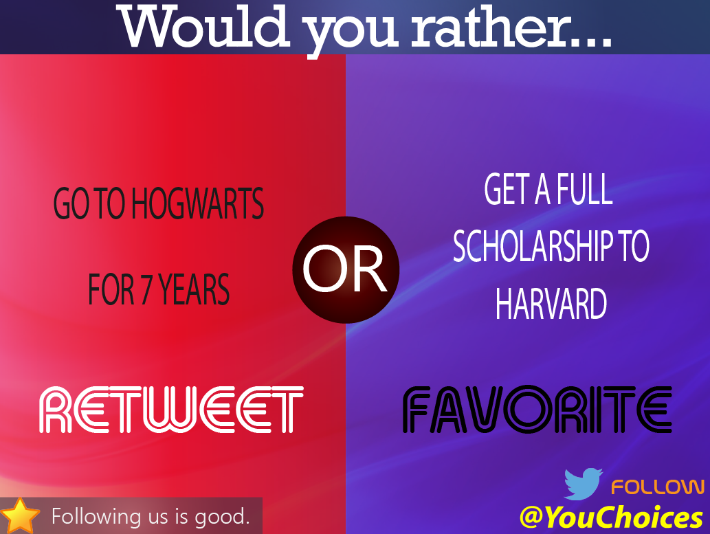 YouChoices's tweet photo. Hogwarts or Harvard? http://t.co/OZrkWVv9NZ