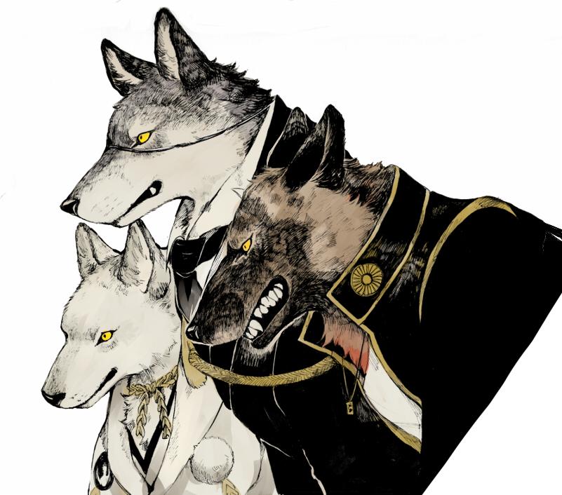 「伊達組を擬獣化するなら狼がいい～!って描いてたやつ おまけで狼の愛情表現のあれ。」|とびはちのイラスト