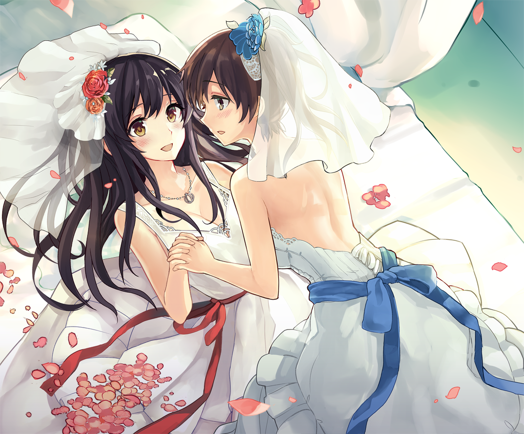 赤城(艦隊これくしょん) ,加賀(艦隊これくしょん) 「赤城×加賀 新婚初夜合同誌の表紙担当です素敵な企画本当にありがとうございました!」|天堂樹のイラスト