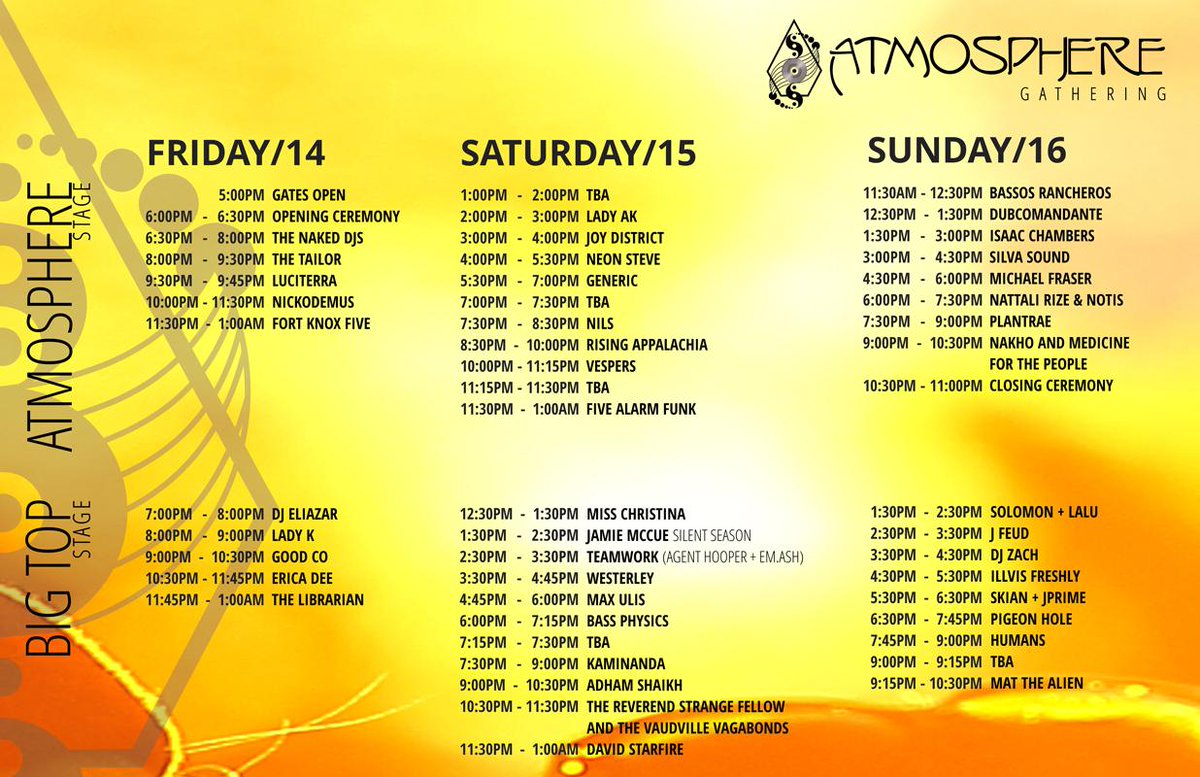 our schedule! 
#atmo2015
#thenorthislandwilldance